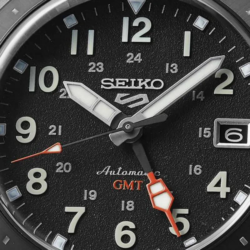 Seiko 5 Sports GMT Field ‘Deception’ Black Dial Men's Watch- SSK025K1